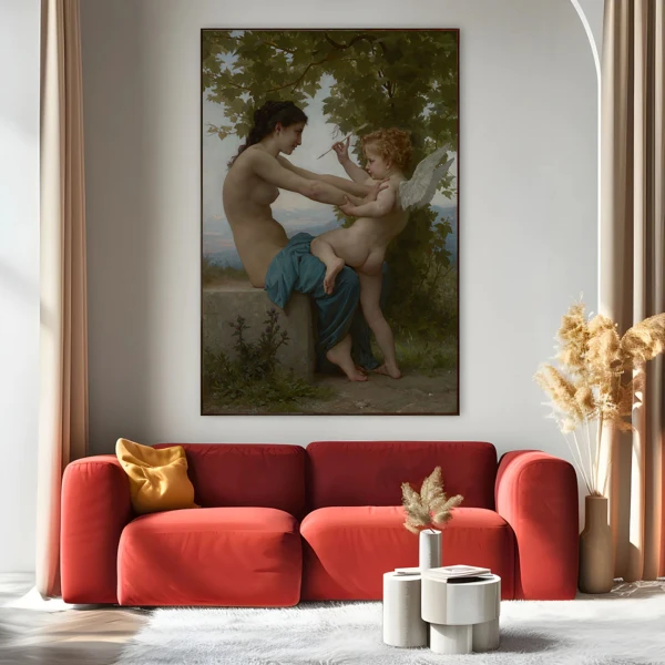 A young girl defending herself against eros - Reproduceri pictori celebri A young girl defending herself against eros - Reproduceri pictori celebri